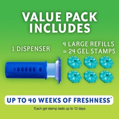 Scrubbing Bubbles Fresh Gel Toilet Cleaning Stamps, Rainshower Scent, 24 Count