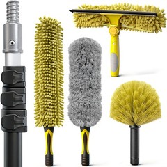 5-in-1 4-12Ft 4-Stage Telescoping Extension Pole Kit for Cleaning