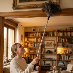 Extendable Ostrich Feather Duster 26″-79″, Real Fluffy Ostrich Feather Duster…
