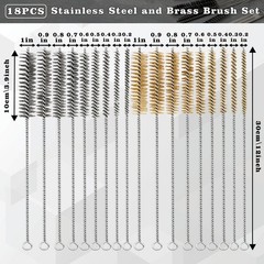18Pcs Brass & Stainless Steel Wire Brush Set, 12″ Long Tube Cleaning Brushes …