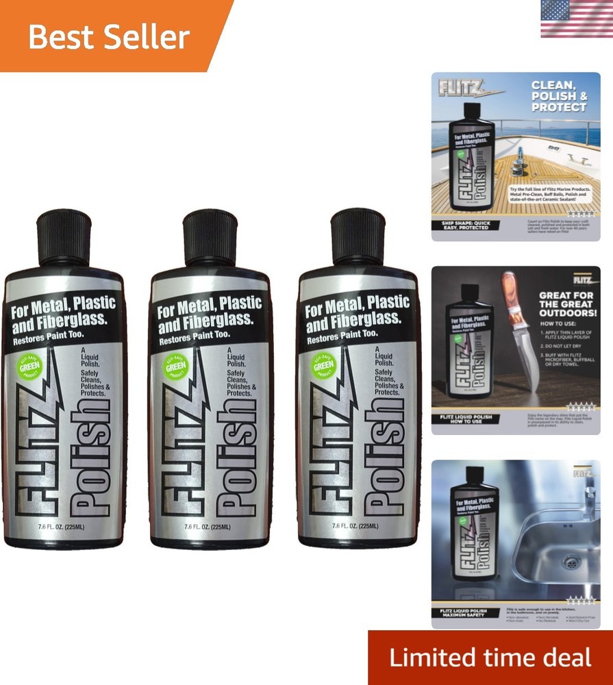 Multi Purpose Metal Polish Liquid – 7.6oz Bottle of -Made Tarnish Remover – F…