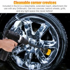 13pc Drill Brush Attachment Power Scrubber Car Set Scrub Tile Bath Extension Rod