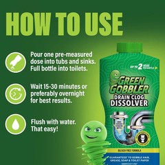 Green Gobbler Drain Clog Dissolver,Drain Opener-Cleaner,Toilet Clog Remover,31oz