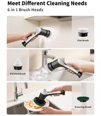 Electric Spin Scrubber, Cordless Household Cleaning Brush with 6 Replaceable …
