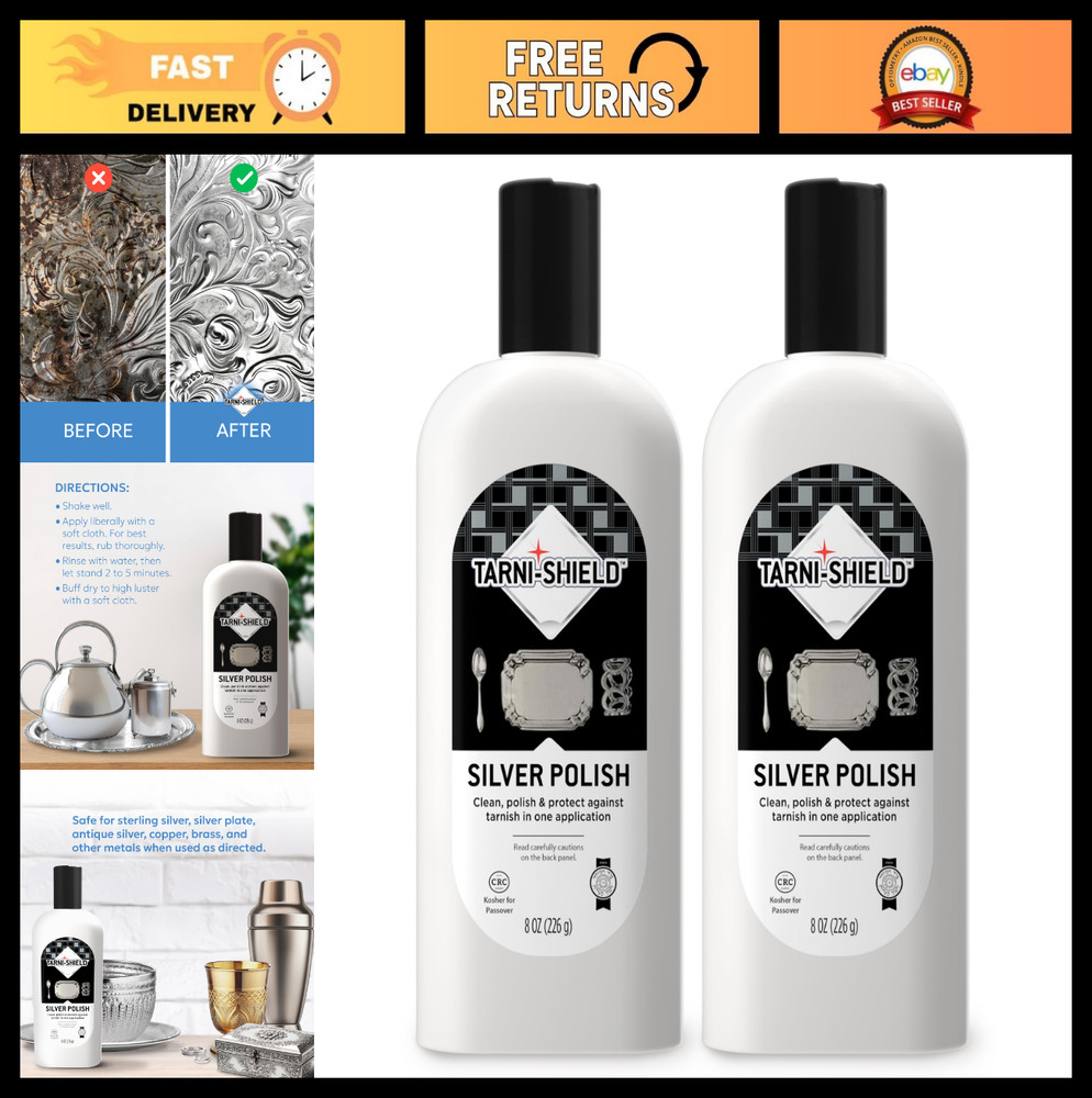Silver Polish 2-Pack – Clean, Protect & Shine Tarnish-Free – 8 Ounces Each