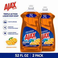 Ajax Ultra Liquid Dish Soap Orange Scent 52 fl oz Triple Action Lot of 2 Pack