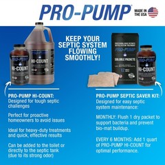 PRO-PUMP Septic Saver Kit, SP Water-Soluble Dry Packets and HI-COUNT Liquid