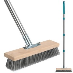 Stainless Steel Deck Scrub Brush with Long Handle, Outdoor Broom for Concrete…