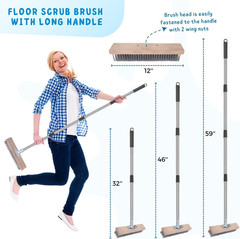 Stainless Steel Wire Scrub Brush with Long Handle for Deck, Concrete, Patio Floo