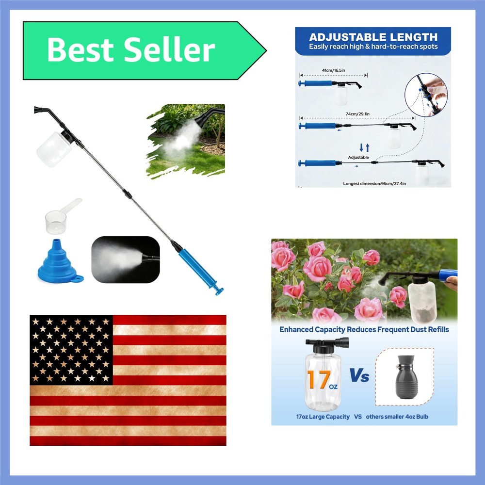 Diatomaceous Earth Powder Duster – 250Ml Adjustable 17-50 Inch Powder Sprayer wi