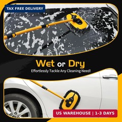 Car Wash Brush with Long Handle – 15°Curved Car Brushes for Washing Exterior, Mi