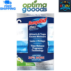 DampRid Max Moisture Absorber Hanging Bag, Fresh Scent, 4 Pack Mold Odor Control