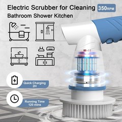 Electric Spin Scrubber, Electric Cleaning Brush Bathroom Shower Scrubbing Cle…