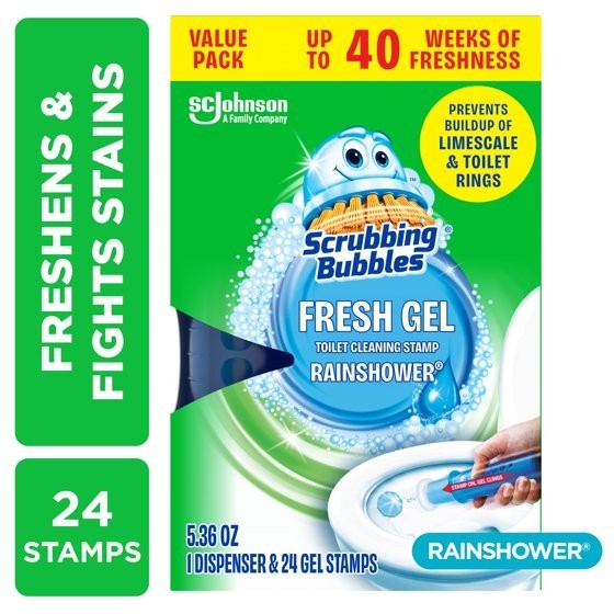 Scrubbing Bubbles Fresh Gel Toilet Cleaning Stamp,Rain shower,Dispenser 4 Refill