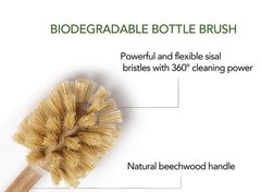 Ecolulu Natural Bamboo Dish Brush & Wood Bottle Brush For Wide Mouth Bottles Cup