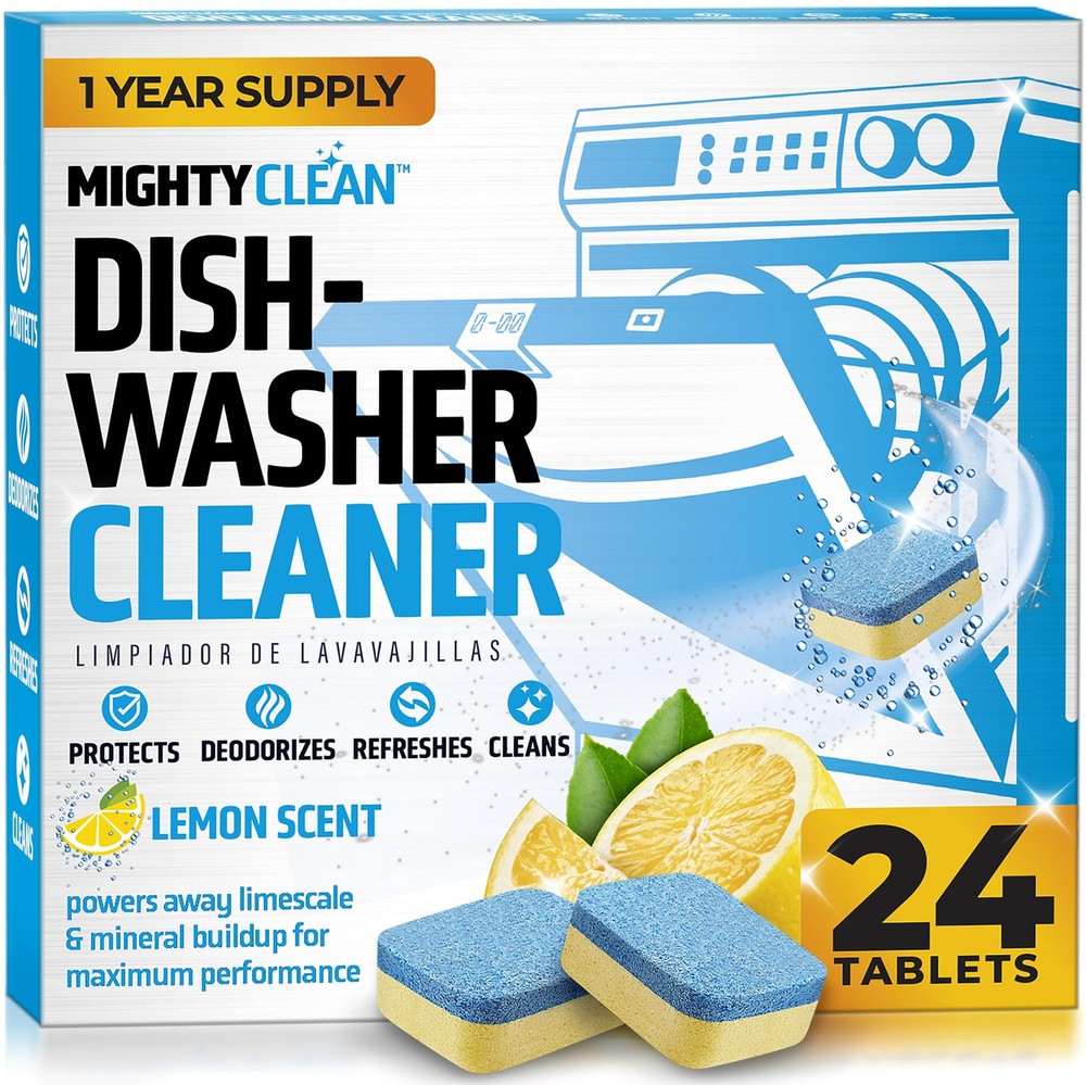 Dishwasher Cleaner Tablets 24 Pack Deep Clean Septic Safe Limescale Odor Removal