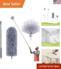 Extendable Cobweb Duster Kit – 100” Telescoping Pole & Brush for Easy Cleaning