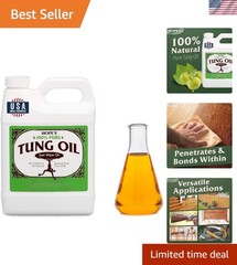 100% Pure Tung Oil, Food Safe, Waterproof Natural Wood Finish and Sealer for…