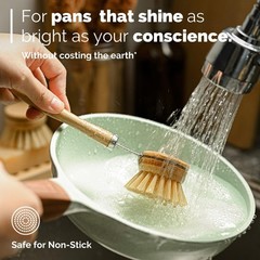 Eco-Friendly Bamboo Dish Brush Set – 6 Natural Wooden Scrubbers for Dishes, Pots
