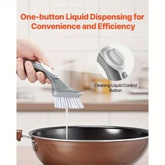 Soap Dispensing Dish Cleaning Brush with 3 Brush Head Set