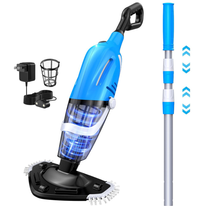 Limpiador Inalámbrico para Piscinas y Spa con Succión Potente y Poste Extensible