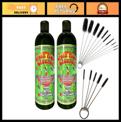 16 oz Glass Tube Cleaner Set – 2 Bottles + 15 Nylon Brushes, Made in USA