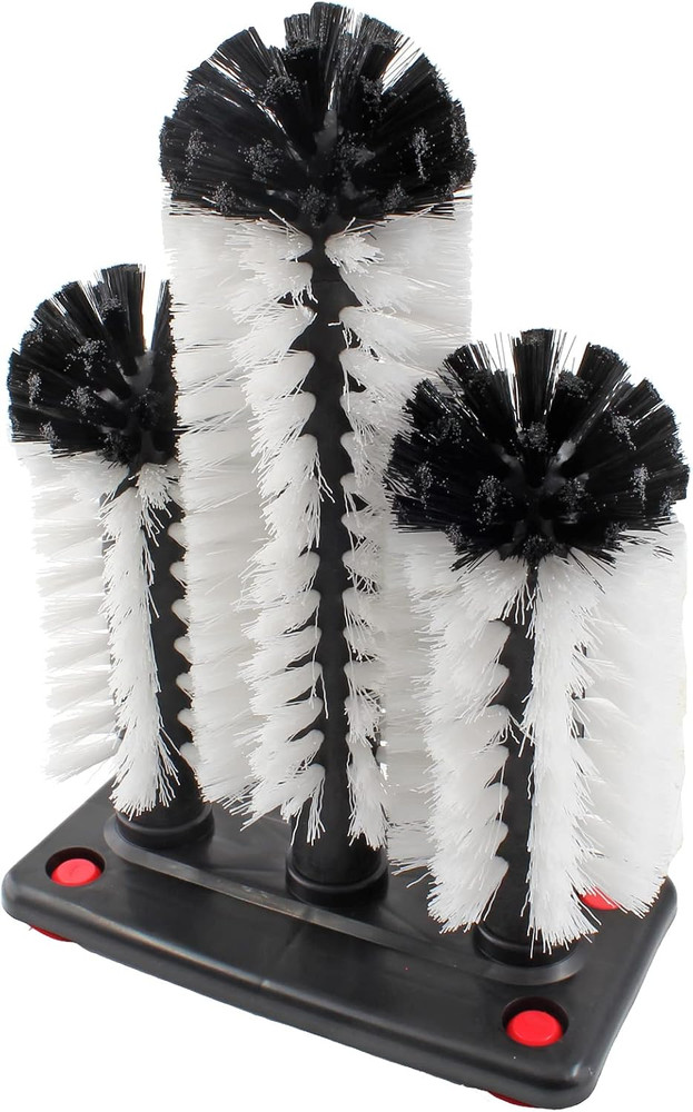 3 Brush Bar Glass Washer with Suction Base Commercial Brush Cleaner Bristle Bru