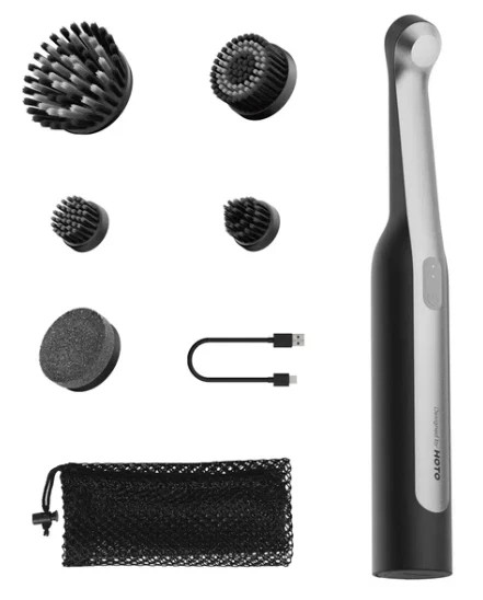 HOTO Wand Cordless Spin Scrubber Kit + 3 Microfiber Cloths Bundle – 12 Pc Set.