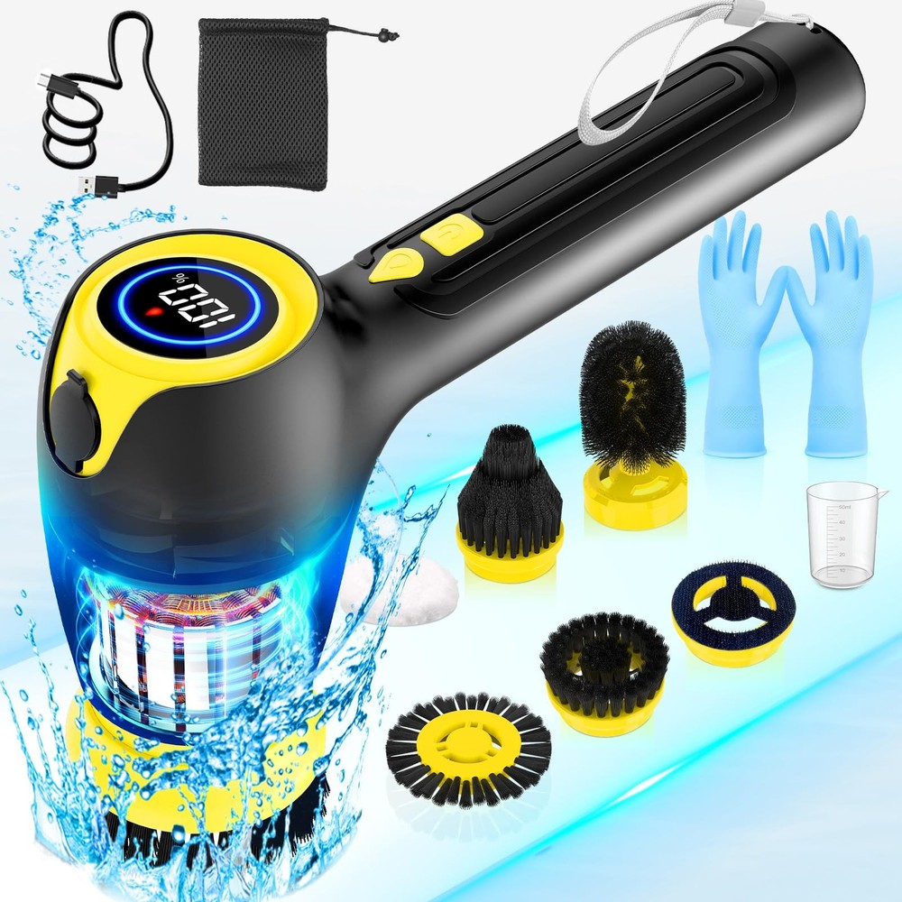 Electric Spin Scrubber with Solution Tank, Cordless Handheld Power Brush