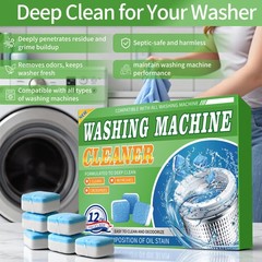Washing Machine Cleaner Tablets 12 Pack – Deep Cleaning Tablets for HE Front …