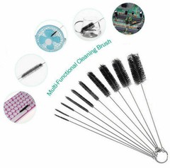 Nylon Straw Brush Cleaner Bottle Tube Pipe Small Long Cleaning 10Pcs Set USA