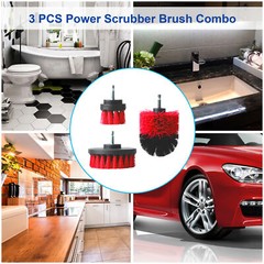 3pcs Cleaning Drill Brush Set Wall Tile Grout Auto Scrubber Floor Cleaner Combo