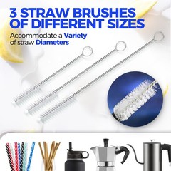 Holikme Bottle Brush Cleaner Set, 14″ Long Handle Stainless Steel Bottle Cleane