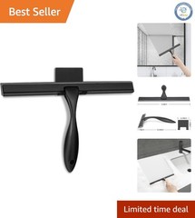 12-Inch Shower Squeegee with Ergonomic Stainless Steel Handle – Black