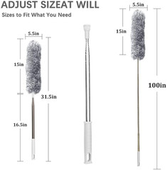 Feather Cleaning Duster with Handle Telescoping Extendable 100″ Extra Long Pole