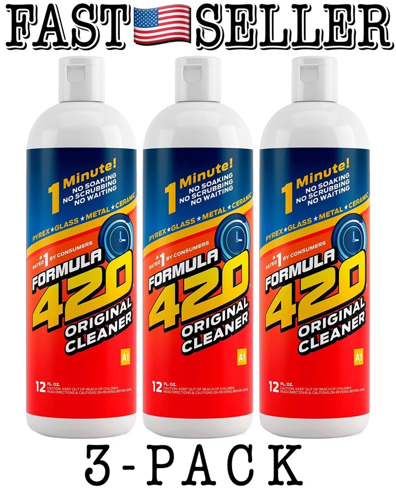 3-Pack Formula 420 Original 1 Min Perfect Cleaner Pipe Pyrex Metal Glass Ceramic