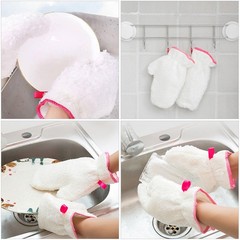 6Pcs Practical White Microfiber Cleaning Gloves Non Slip Housework