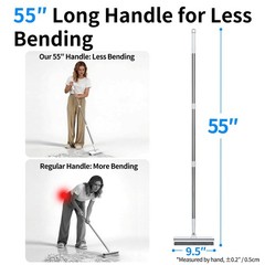 Floor Scrub Brush with 55″ Long Handle, 2-in-1 Floor Brush with Built-in Sque…