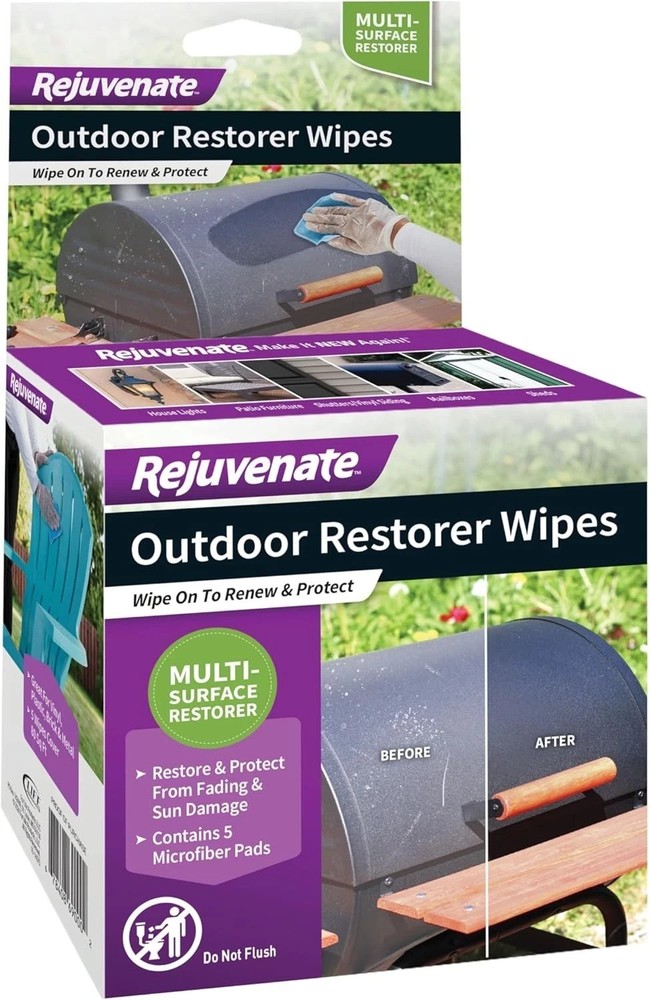 Rejuvenate Outdoor Restorer Wipe Wipes 4×4″ 5 Count Box RARE (IN HAND) NEW