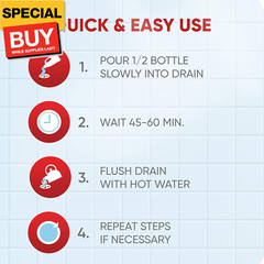 Balance Drain Clog Remover and Cleaner, Non-Corrosive Formula, Safe on All Pipes