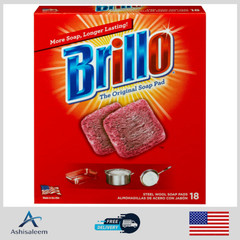 18 PADS – Brillo Steel Wool Scouring Soap Pad Pots Pans Grills Dishes Kitchen