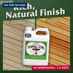 HOPE’S 100% Pure Tung Oil, Food Safe, Premium Waterproof Natural Wood Finish and