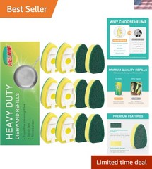 Durable Antimicrobial Dishwand Sponge Refills – 12 Non-Scratch Heads Included