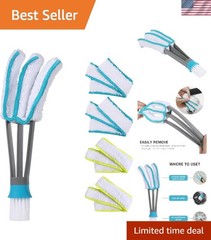 Efficient Window Cleaner Duster with 5 Washable Microfiber Sleeves – 10″ Long
