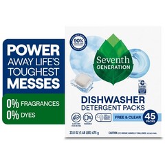 Dishwasher Detergent Packs Free Clear Tabs 45 Count Sparkling Dishes US 1 Pack