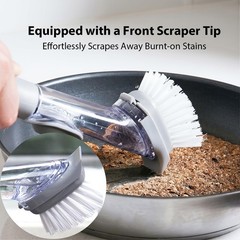 Soap Dispensing Dish Brush Set – Ergonomic Kitchen Scrub Brush with 4 Replace…