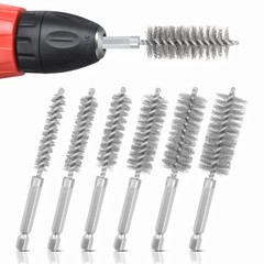 6 PCS Stainless Steel Bore Brush Wire Brushes Set, 6 Size Cleaning Twisted Dr…
