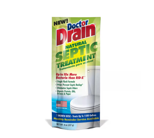Doctor Drain Septic Tank Treatment for Toilets Sinks and Drains 8 Oz.