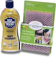 Heavy Duty 13oz Soft Cleanser Liquid & Non-Scratch Scrubber Kit – Lemon Scent