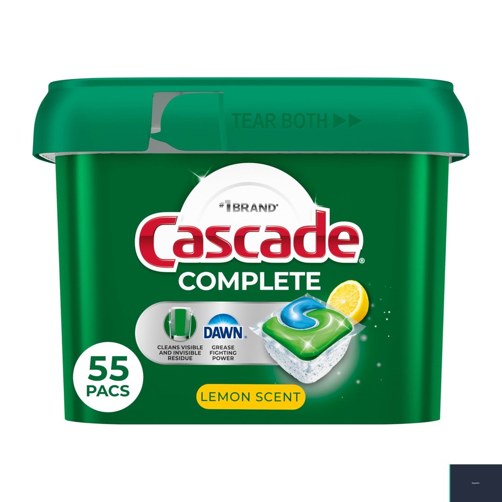 Dishwasher Detergent Pods Complete Lemon Scent 55 Count Refills